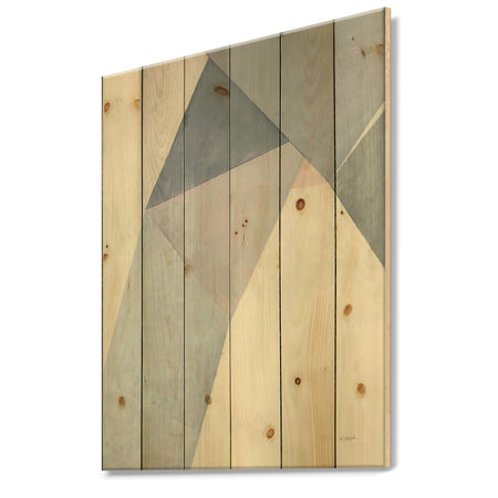 Purple Geometric Bridge II - Mid-Century Modern Print on Natural Pine Wood