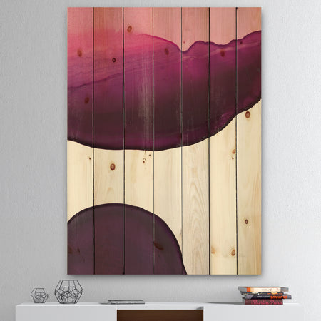Paint of Magenta Stone - Shabby Chic Print on Natural Pine Wood