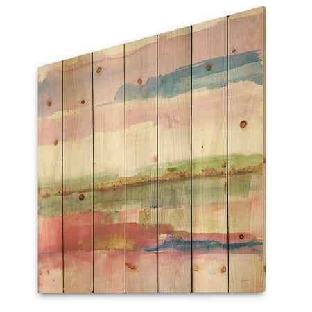 Influence of Line and Color Gold Bright - Shabby Chic Print on Natural Pine Wood