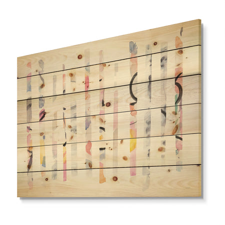 Multi-Color Geometric Bars - Modern Transitional Print on Natural Pine Wood