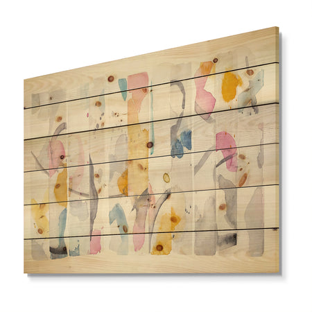 Multi-Color Geometric Bars II - Modern & Contemporary Print on Natural Pine Wood