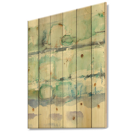 Blue Abstract Panel I - Geometric Print on Natural Pine Wood