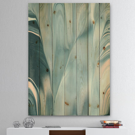 Blue Modern Water I - Modern Transitional Print on Natural Pine Wood