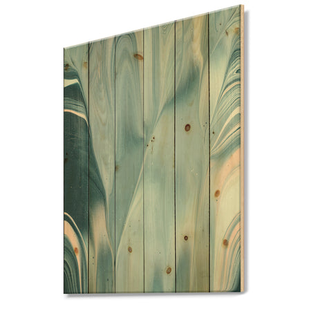 Blue Modern Water I - Modern Transitional Print on Natural Pine Wood