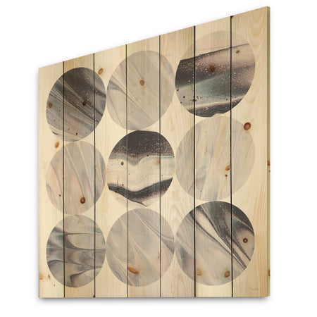 Circle Marble III - Modern Geometric Print on Natural Pine Wood