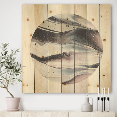 Circle Marble II - Modern Geometric Print on Natural Pine Wood