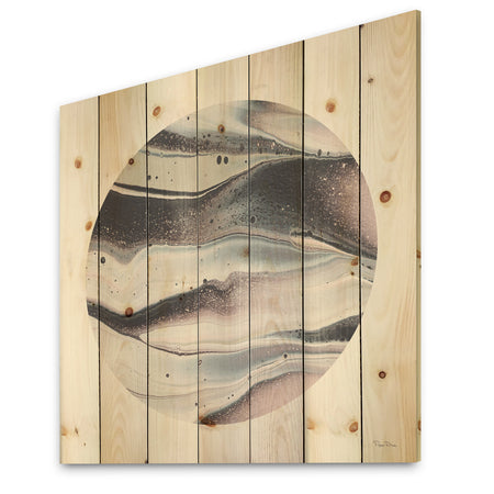 Circle Marble II - Modern Geometric Print on Natural Pine Wood