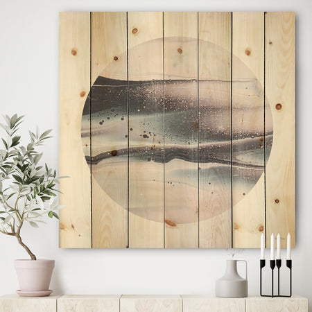 Circle Marble I - Modern Geometric Print on Natural Pine Wood