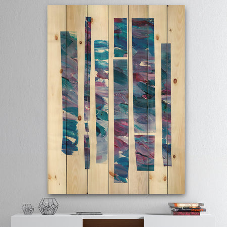 Ribbons of Jewels II - Modern Geometric Print on Natural Pine Wood