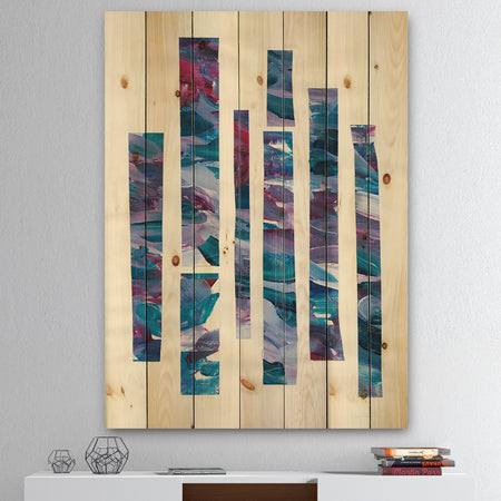 Ribbons of Jewels I - Modern Geometric Print on Natural Pine Wood