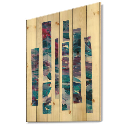 Ribbons of Jewels I - Modern Geometric Print on Natural Pine Wood