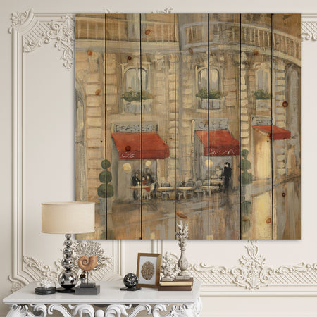 Love in Paris II - Romantic French Country Print on Natural Pine Wood