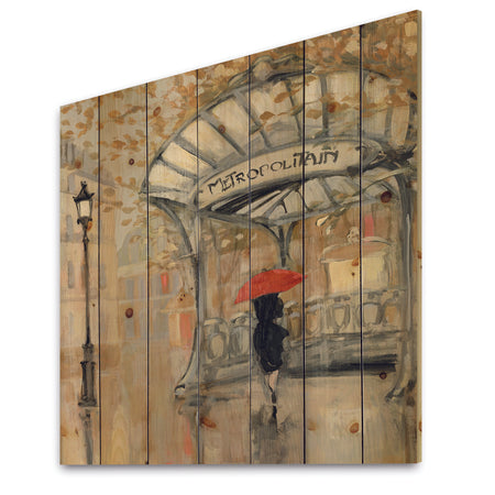 Love in Paris IV - Romantic French Country Print on Natural Pine Wood