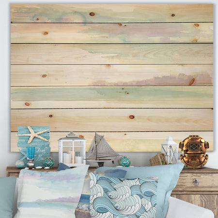 Horizon - Coastal Print on Natural Pine Wood