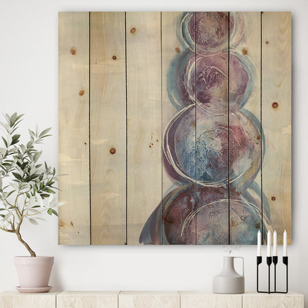 Purple Starting Over I - Modern Geometric Print on Natural Pine Wood