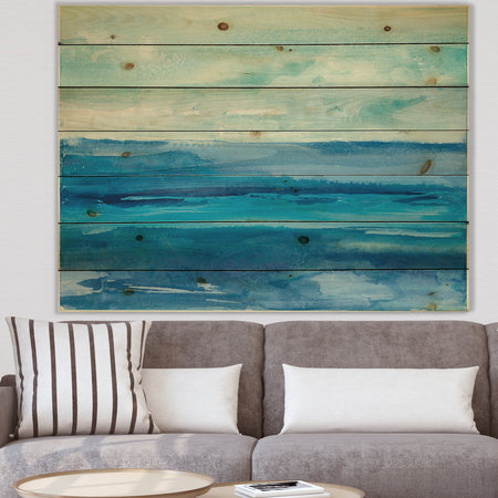 Out to Sea - Nautical & Beach Print on Natural Pine Wood