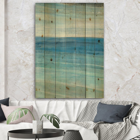 From the Shore III - Nautical & Beach Print on Natural Pine Wood