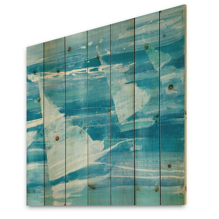 From the Shore I - Nautical & Beach Print on Natural Pine Wood
