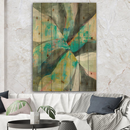 In the Valley Abstract II - Traditional Print on Natural Pine Wood