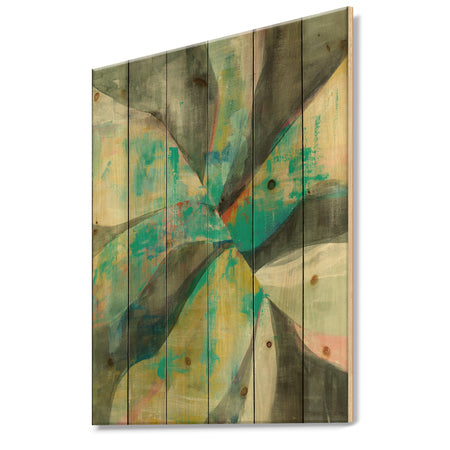 In the Valley Abstract II - Traditional Print on Natural Pine Wood