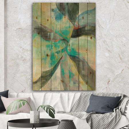 In the Valley Abstract I - Traditional Print on Natural Pine Wood
