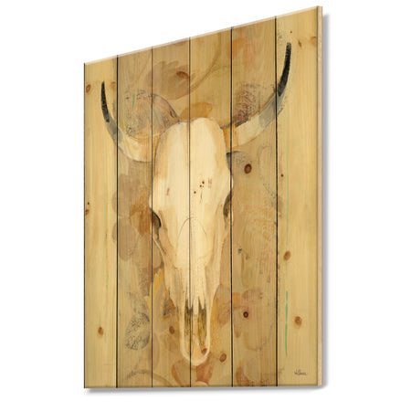 Hers southwest bones - Gold Wildlife Print on Natural Pine Wood