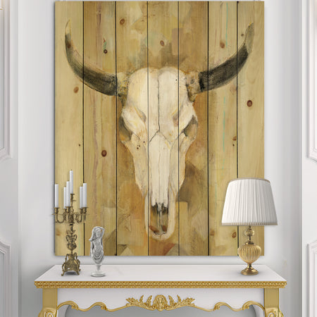 His southwest bones - Gold Wildlife Print on Natural Pine Wood