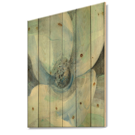 Watercolor Moonlight Magnolia II - Farmhouse Print on Natural Pine Wood