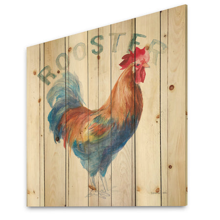 Wood Farm Roaster I - Farmhouse Print on Natural Pine Wood