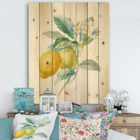 Floursack Lemon II - Cabin & Lodge Print on Natural Pine Wood