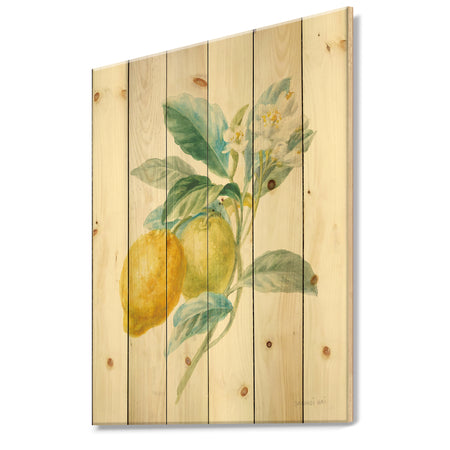 Floursack Lemon II - Cabin & Lodge Print on Natural Pine Wood