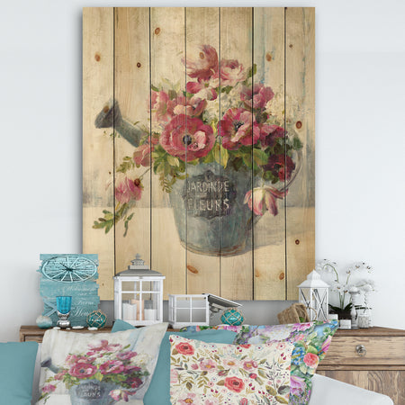 Maison Des Fleurs I - Cabin & Lodge Print on Natural Pine Wood