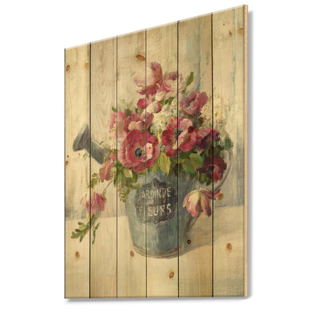 Maison Des Fleurs I - Cabin & Lodge Print on Natural Pine Wood
