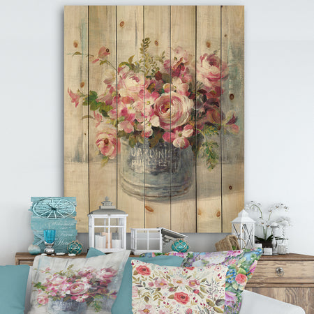 Maison Des Fleurs III - Cabin & Lodge Print on Natural Pine Wood