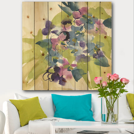 Spring Bouquet I - Traditional Print on Natural Pine Wood
