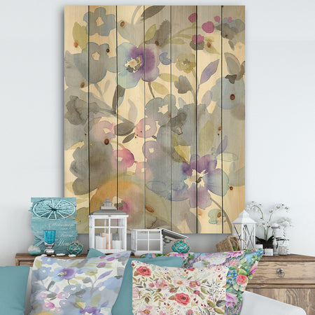 Jewel Garden II - Modern Farmhouse Print on Natural Pine Wood