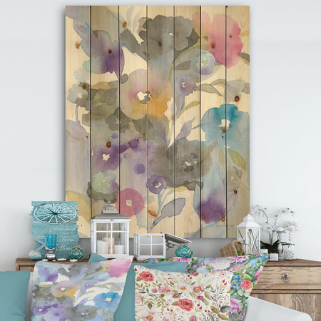 Jewel Garden I - Modern Farmhouse Print on Natural Pine Wood
