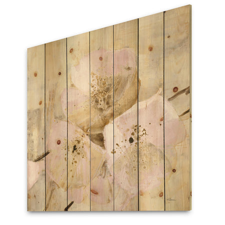 Elegance III Pink - Shabby Chic Print on Natural Pine Wood