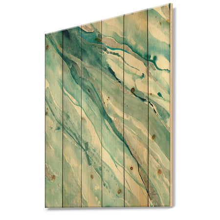 Silver Springs II Blue Green - Nautical & Coastal Print on Natural Pine Wood