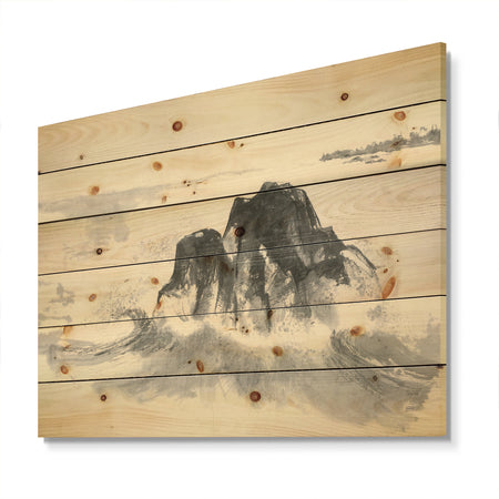 Ocean Waves - Lake House Print on Natural Pine Wood