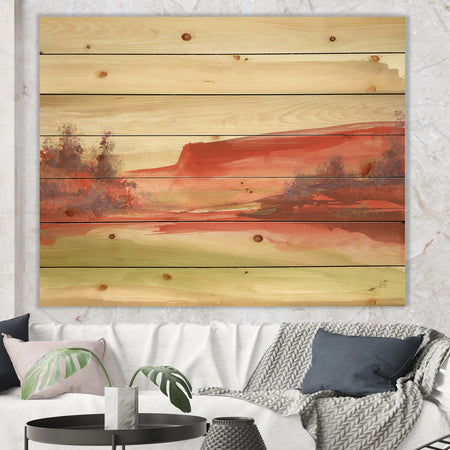 Red Rock III - Traditional Print on Natural Pine Wood