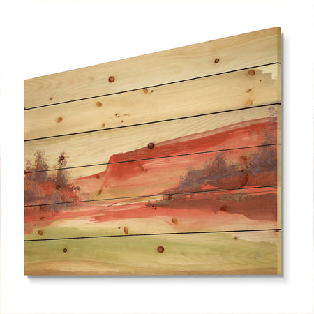 Red Rock III - Traditional Print on Natural Pine Wood