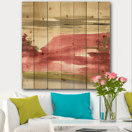 Red Rock I - Traditional Print on Natural Pine Wood