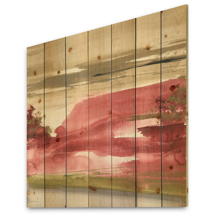Red Rock I - Traditional Print on Natural Pine Wood