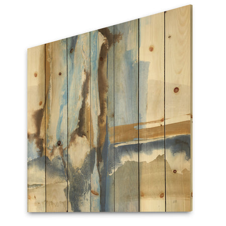 River Run II - Modern & Contemporary Print on Natural Pine Wood