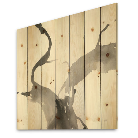 minimal geometric Gesture II - Transitional Print on Natural Pine Wood