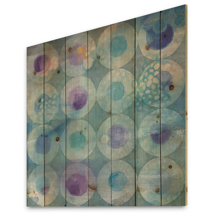 Watercolor Geometrical Circles II - Mid-Century Modern Print on Natural Pine Wood
