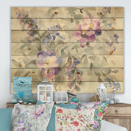Garden Dreams Flower - Traditional Print on Natural Pine Wood