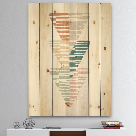 Watercolor Geometric Triangle III - Transitional Print on Natural Pine Wood