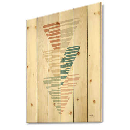 Watercolor Geometric Triangle III - Transitional Print on Natural Pine Wood